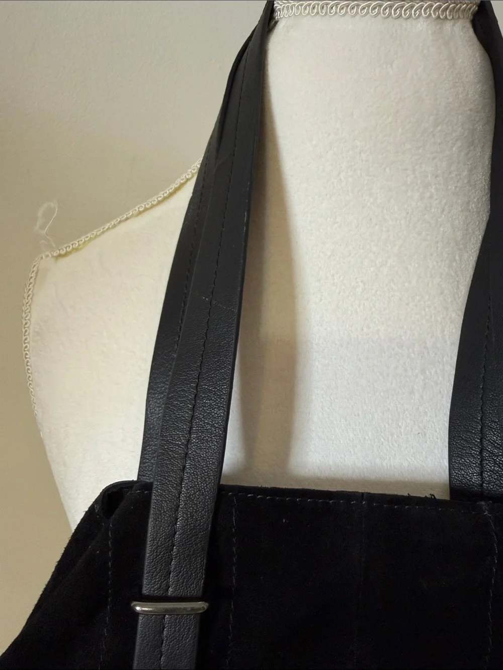 HAUTE HIPPIE, Black Suede Tote Bag with dual Straps
